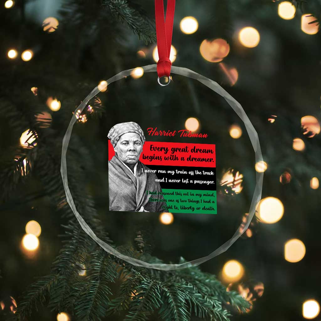 Harriet Tubman Quote Crystal Glass Ornament Pan African Flag Black History