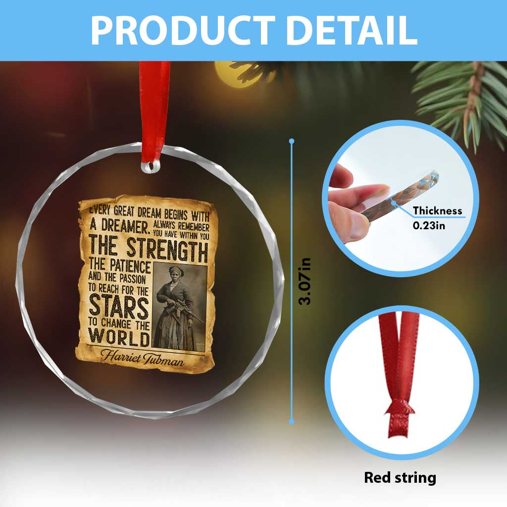 Harriet Tubman Quote Crystal Glass Ornament Strength Patience Passion To Change The World
