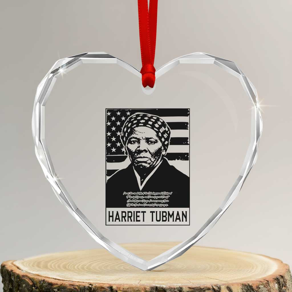 Harriet Tubman Quote Heart Crystal Glass Ornament Black History Month