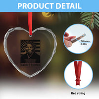 Harriet Tubman Quote Heart Crystal Glass Ornament Black History Month