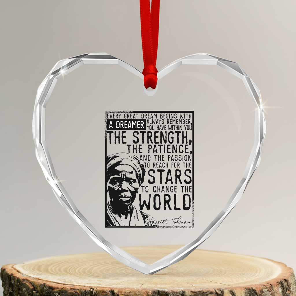 Harriet Tubman Quote Heart Crystal Glass Ornament Black Woman History Activist