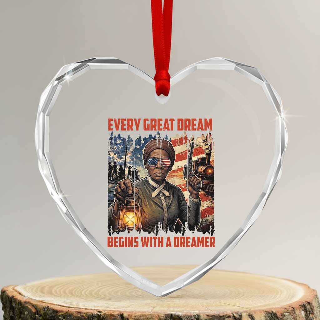 Harriet Tubman Quote Heart Crystal Glass Ornament Every Great Dream Begins With A Dreamer - Wonder Print Shop