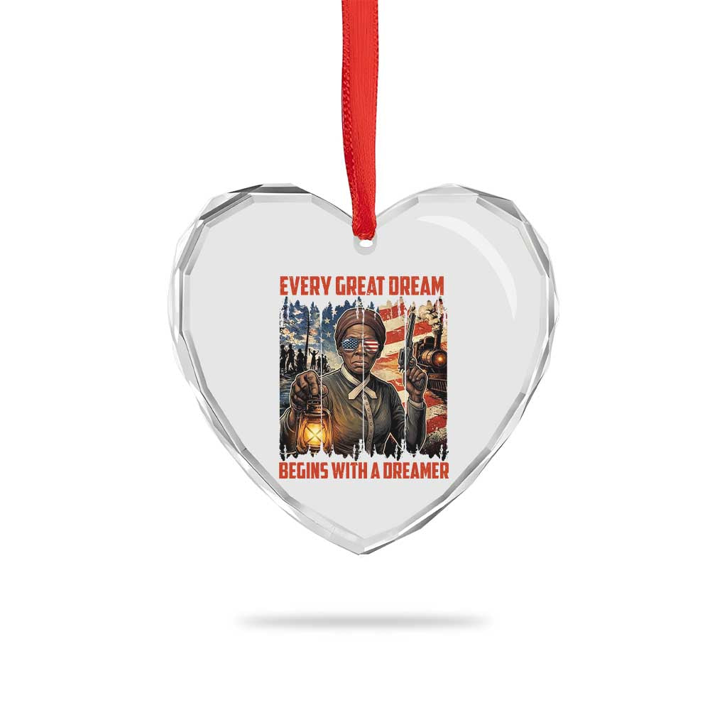Harriet Tubman Quote Heart Crystal Glass Ornament Every Great Dream Begins With A Dreamer - Wonder Print Shop