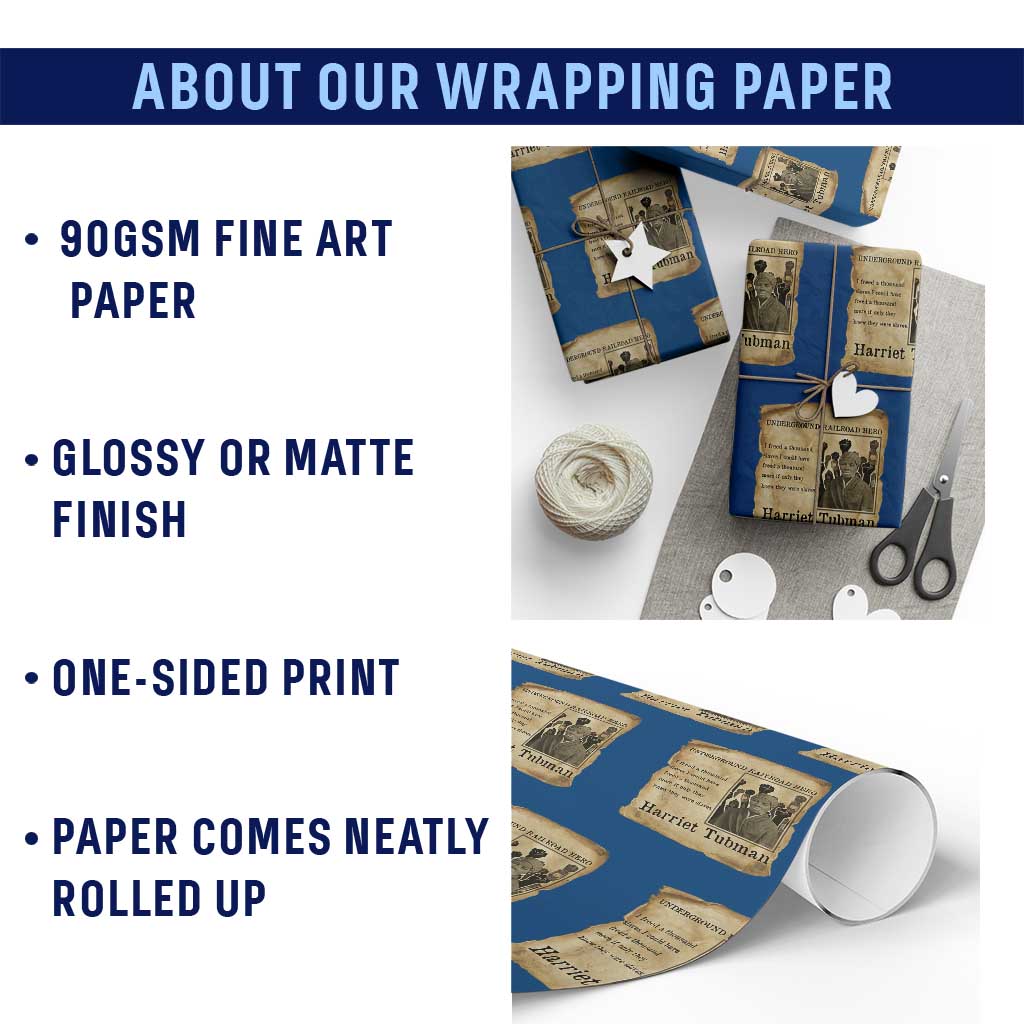 Harriet Tubman Quote Wrapping Paper Roll I Freed A Thousand People Vintage Poster - Wonder Print Shop