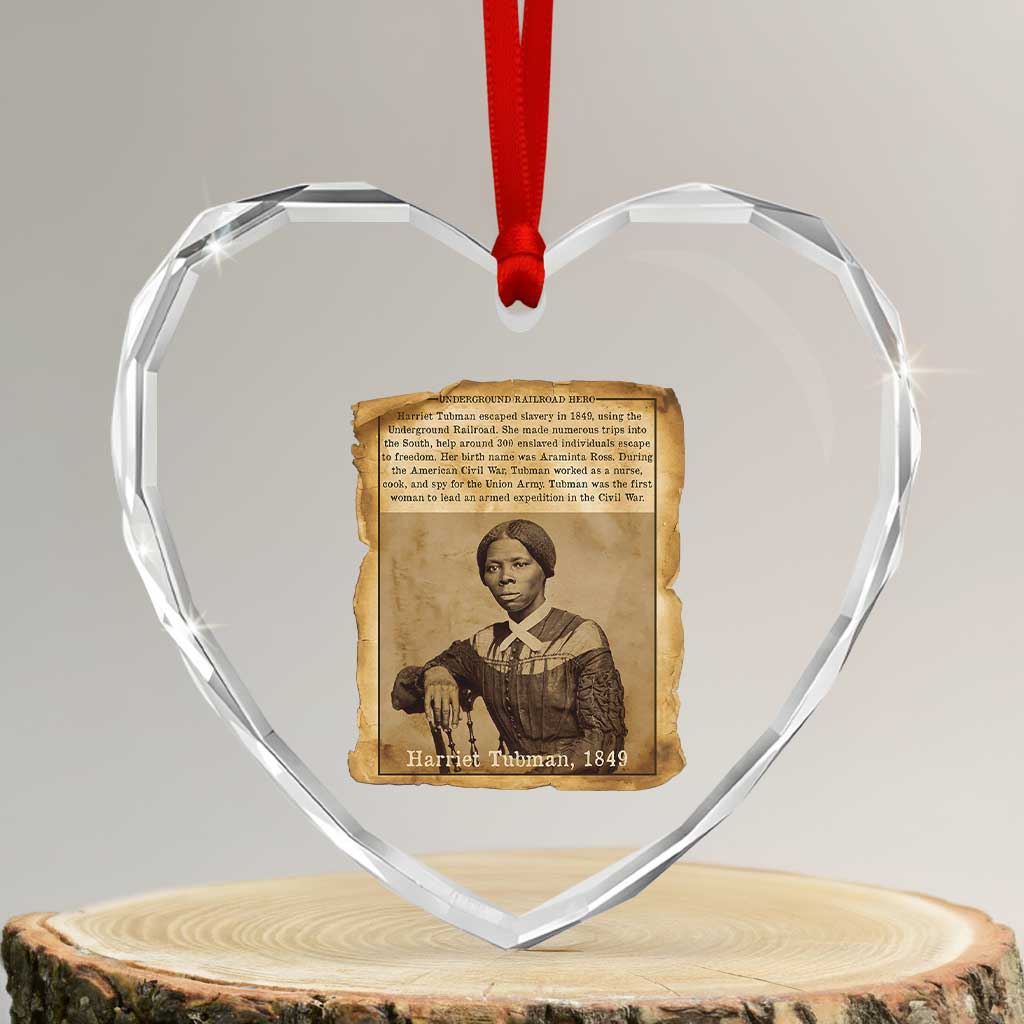 Harriet Tubman Tribute Heart Crystal Glass Ornament Civil Rights Leader Black History Gift - Wonder Print Shop