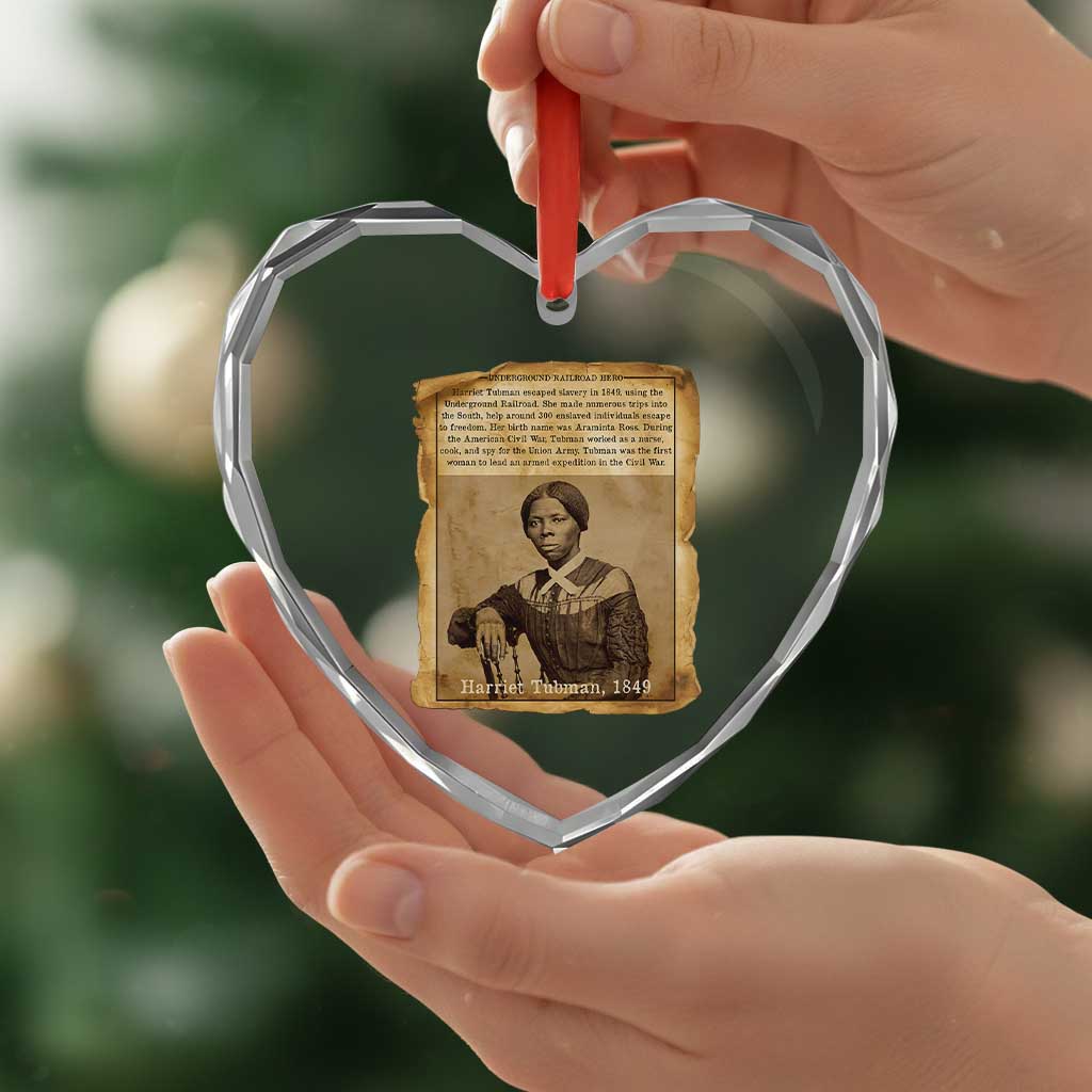 Harriet Tubman Tribute Heart Crystal Glass Ornament Civil Rights Leader Black History Gift - Wonder Print Shop