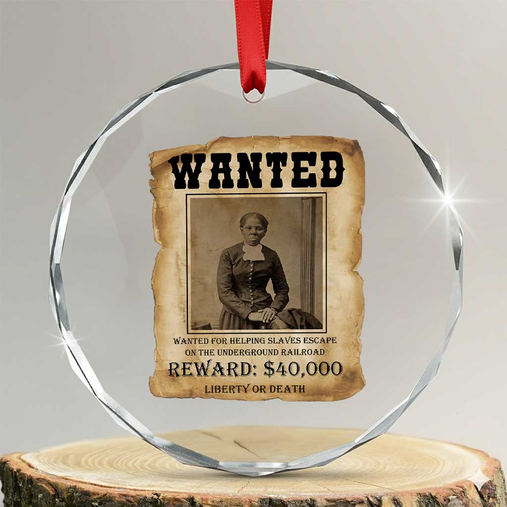 Harriet Tubman Wanted Reward Poster Crystal Glass Ornament Freedom Or Death - Wonder Print Shop