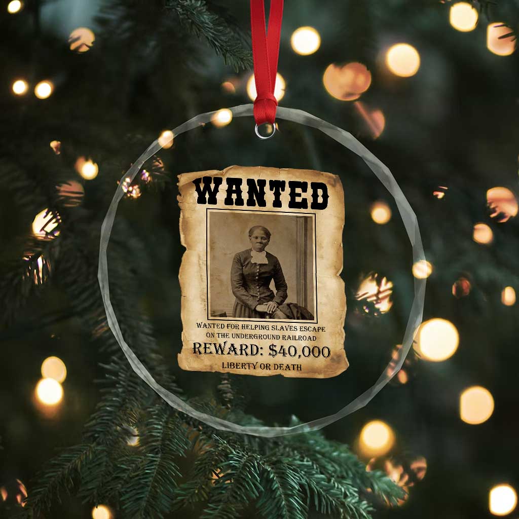 Harriet Tubman Wanted Reward Poster Crystal Glass Ornament Freedom Or Death - Wonder Print Shop