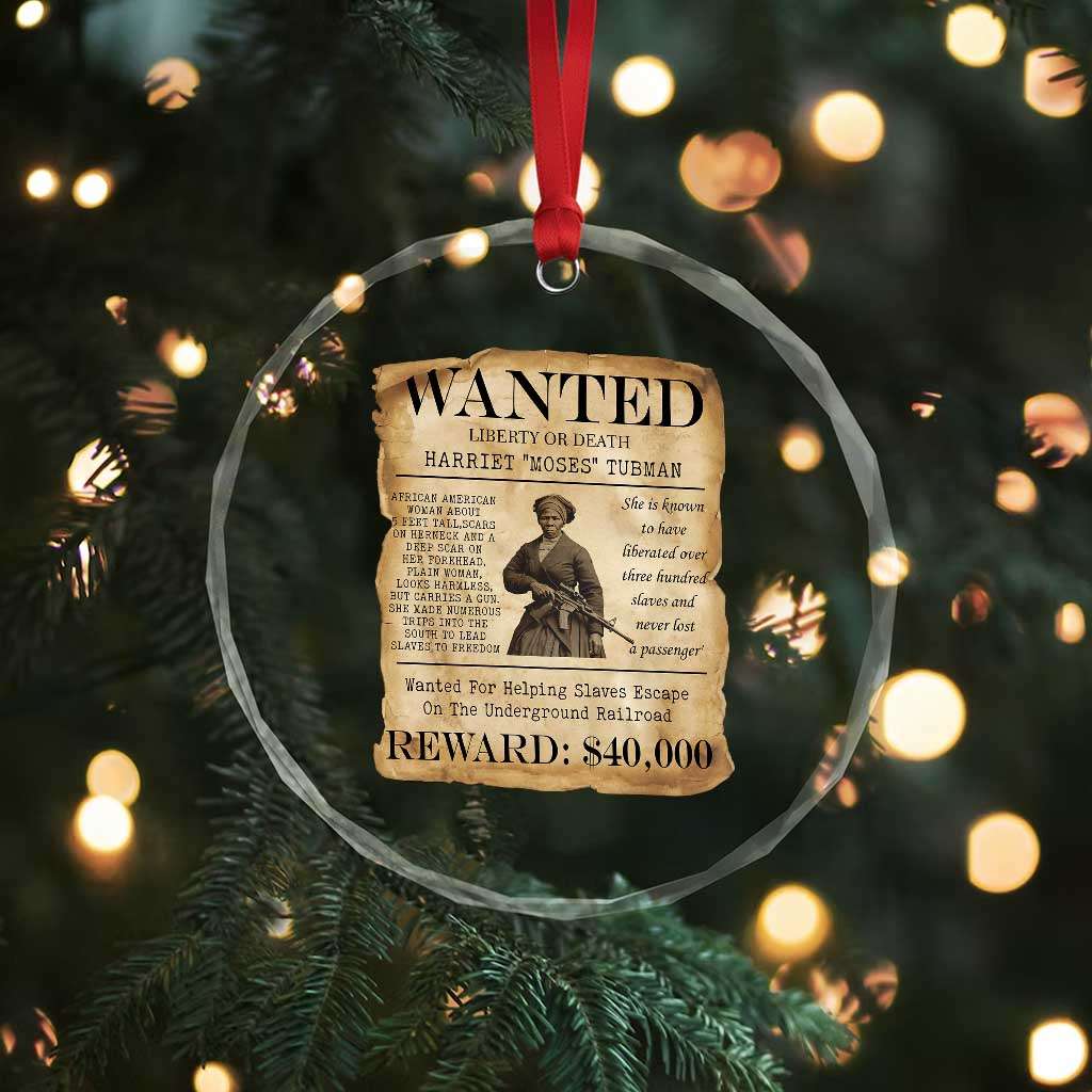 Harriet Tubman Wanted Reward Poster Crystal Glass Ornament Liberty Or Death - Wonder Print Shop