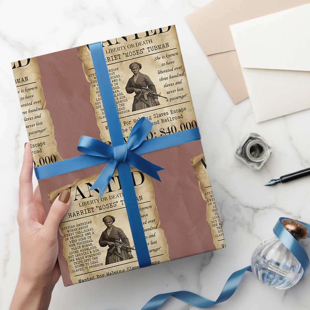 Harriet Tubman Wanted Reward Poster Wrapping Paper Roll Liberty Or Death - Wonder Print Shop