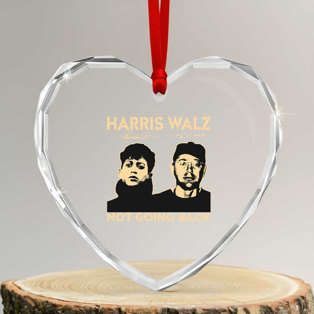 Harris Walz Heart Crystal Glass Ornament Retro We Are Not Going Back