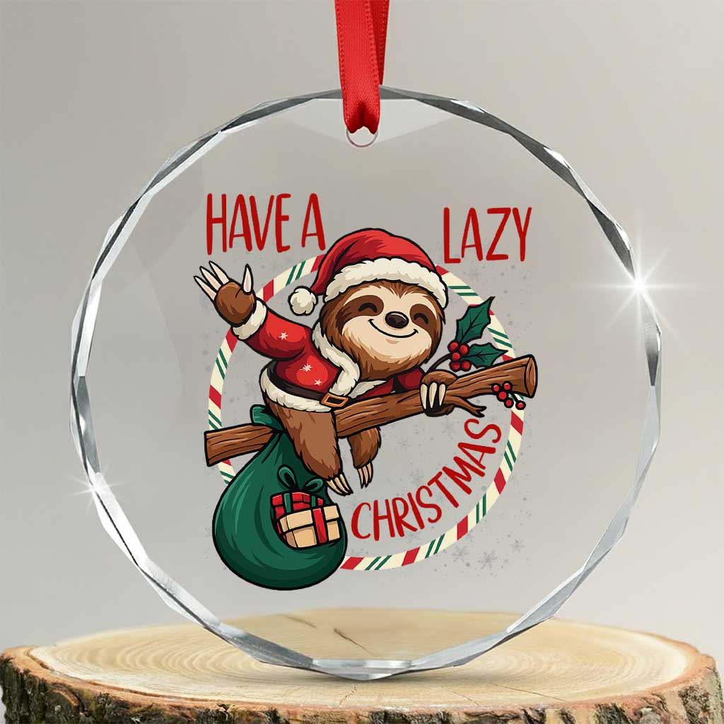 Have A Lazy Xmas Crystal Glass Ornament Cute Xmas Sloth TS12
