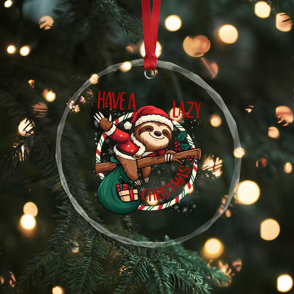 Have A Lazy Xmas Crystal Glass Ornament Cute Xmas Sloth TS12