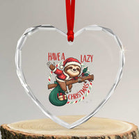 Have A Lazy Xmas Heart Crystal Glass Ornament Cute Xmas Sloth - Wonder Print Shop