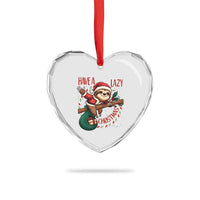 Have A Lazy Xmas Heart Crystal Glass Ornament Cute Xmas Sloth - Wonder Print Shop