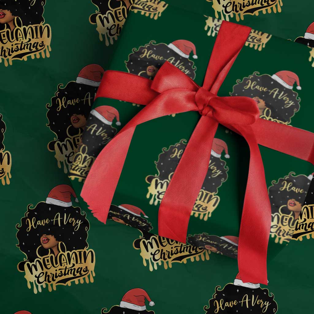 Have A Melanin Christmas African American Santa Girl Xmas Wrapping Paper Roll - Wonder Print Shop