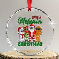 Have A Melanin Christmas Crystal Glass Ornament Black Family African American Xmas Gift - Wonder Print Shop