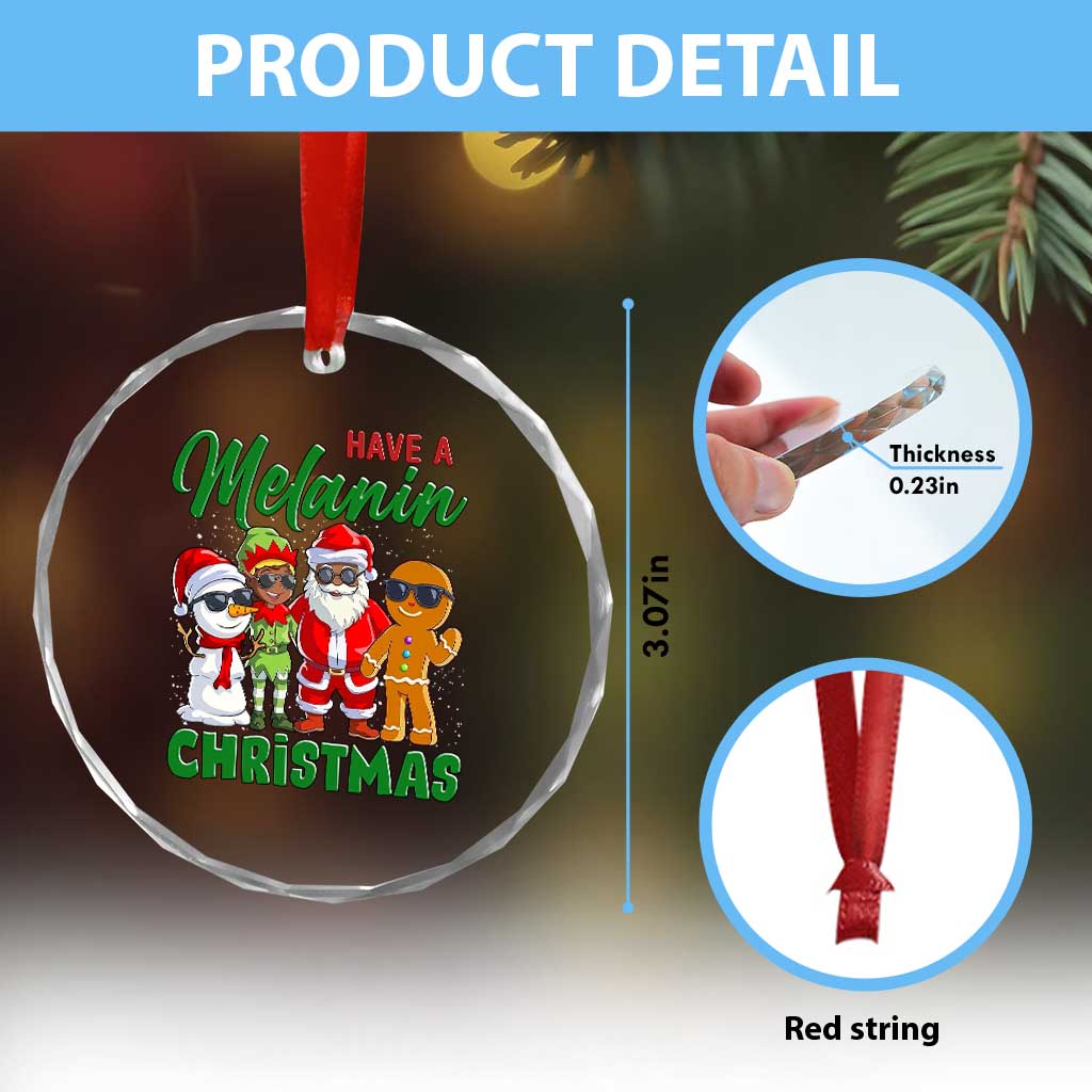Have A Melanin Christmas Crystal Glass Ornament Black Family African American Xmas Gift - Wonder Print Shop