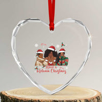 Have A Melanin Christmas Heart Crystal Glass Ornament Black Girl Xmas Gift - Wonder Print Shop