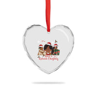 Have A Melanin Christmas Heart Crystal Glass Ornament Black Girl Xmas Gift - Wonder Print Shop