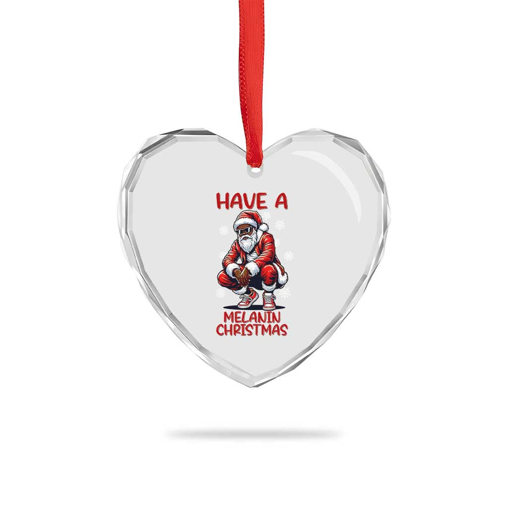 Have A Melanin Christmas Heart Crystal Glass Ornament Black Pride Xmas Gift - Wonder Print Shop
