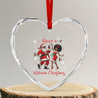 Have A Melanin Christmas Heart Crystal Glass Ornament Funny Dancing Santa And Mrs Claus Culture Gift - Wonder Print Shop