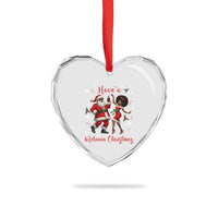 Have A Melanin Christmas Heart Crystal Glass Ornament Funny Dancing Santa And Mrs Claus Culture Gift - Wonder Print Shop