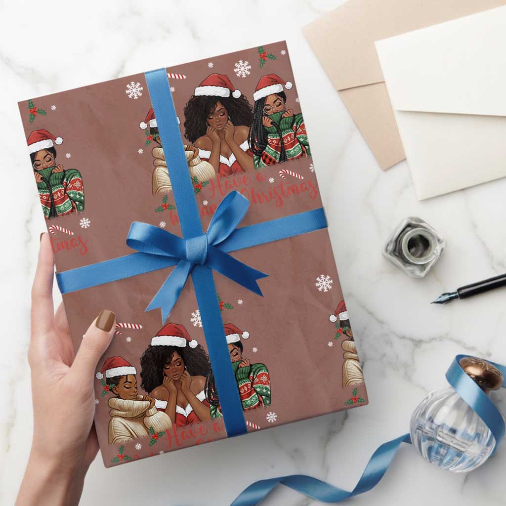 Have A Melanin Christmas Wrapping Paper Roll Black Girl Xmas Gift - Wonder Print Shop