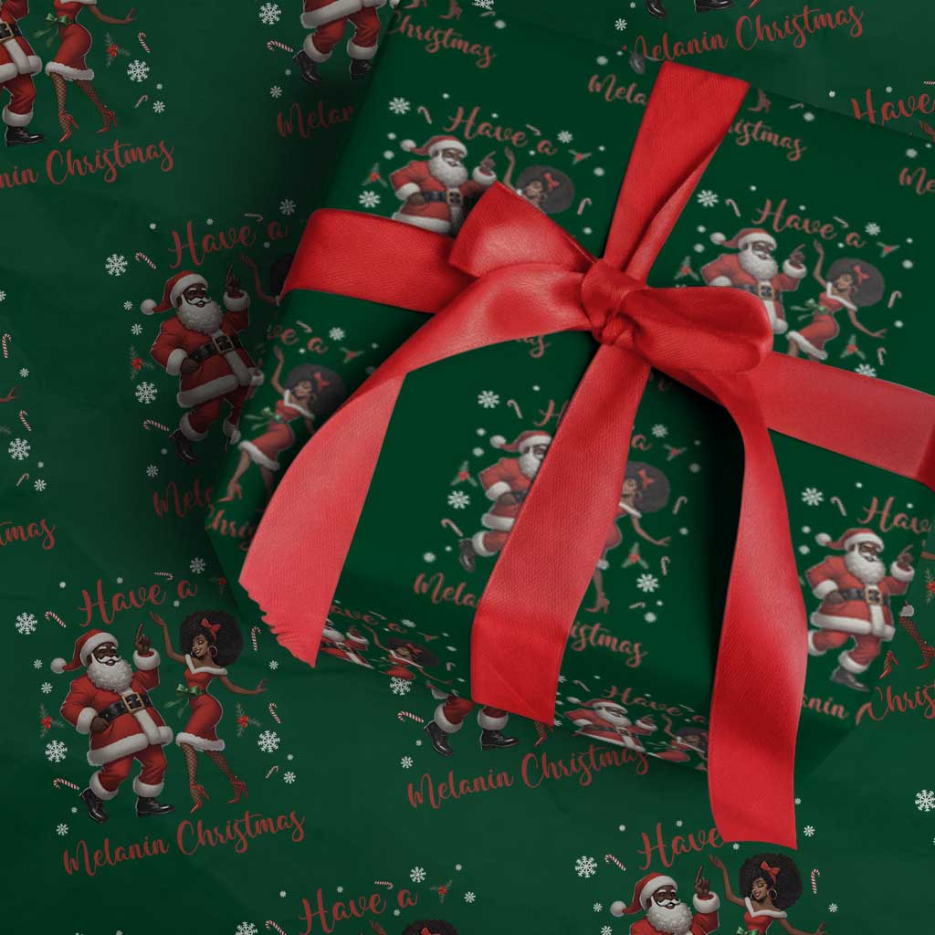 Have A Melanin Christmas Wrapping Paper Roll Funny Dancing Santa And Mrs Claus Culture Gift - Wonder Print Shop
