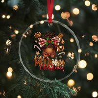 Have A Melanin Xmas African American Girl Xmas Crystal Glass Ornament TS11