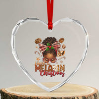 Have A Melanin Xmas African American Girl Xmas Heart Crystal Glass Ornament - Wonder Print Shop