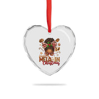 Have A Melanin Xmas African American Girl Xmas Heart Crystal Glass Ornament - Wonder Print Shop