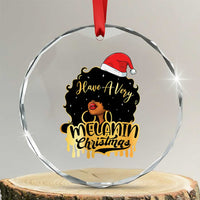 Have A Melanin Xmas African American Santa Girl Xmas Crystal Glass Ornament TS11