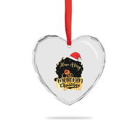 Have A Melanin Xmas African American Santa Girl Xmas Heart Crystal Glass Ornament - Wonder Print Shop
