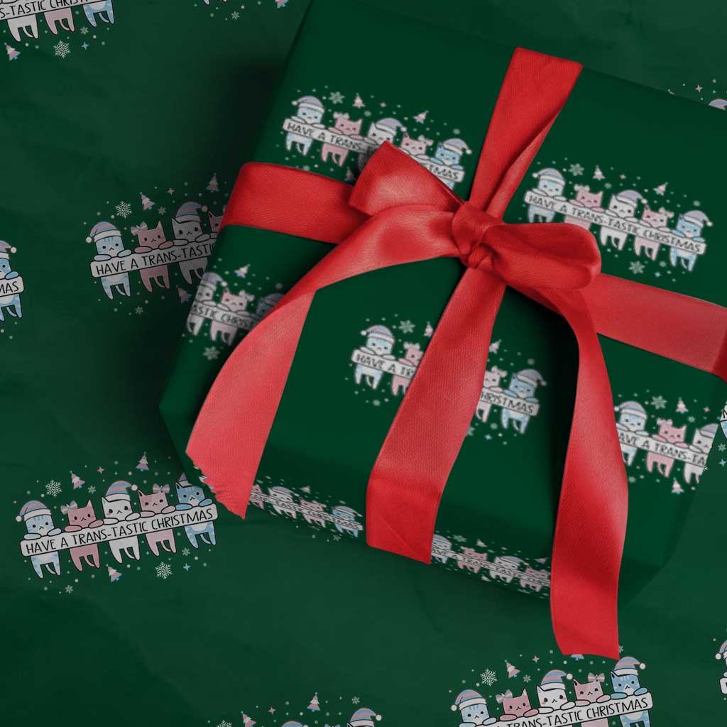 Have A Trans Tastic Christmas Gift Wrapping Paper Roll LGBTQ Cat Lover - Wonder Print Shop