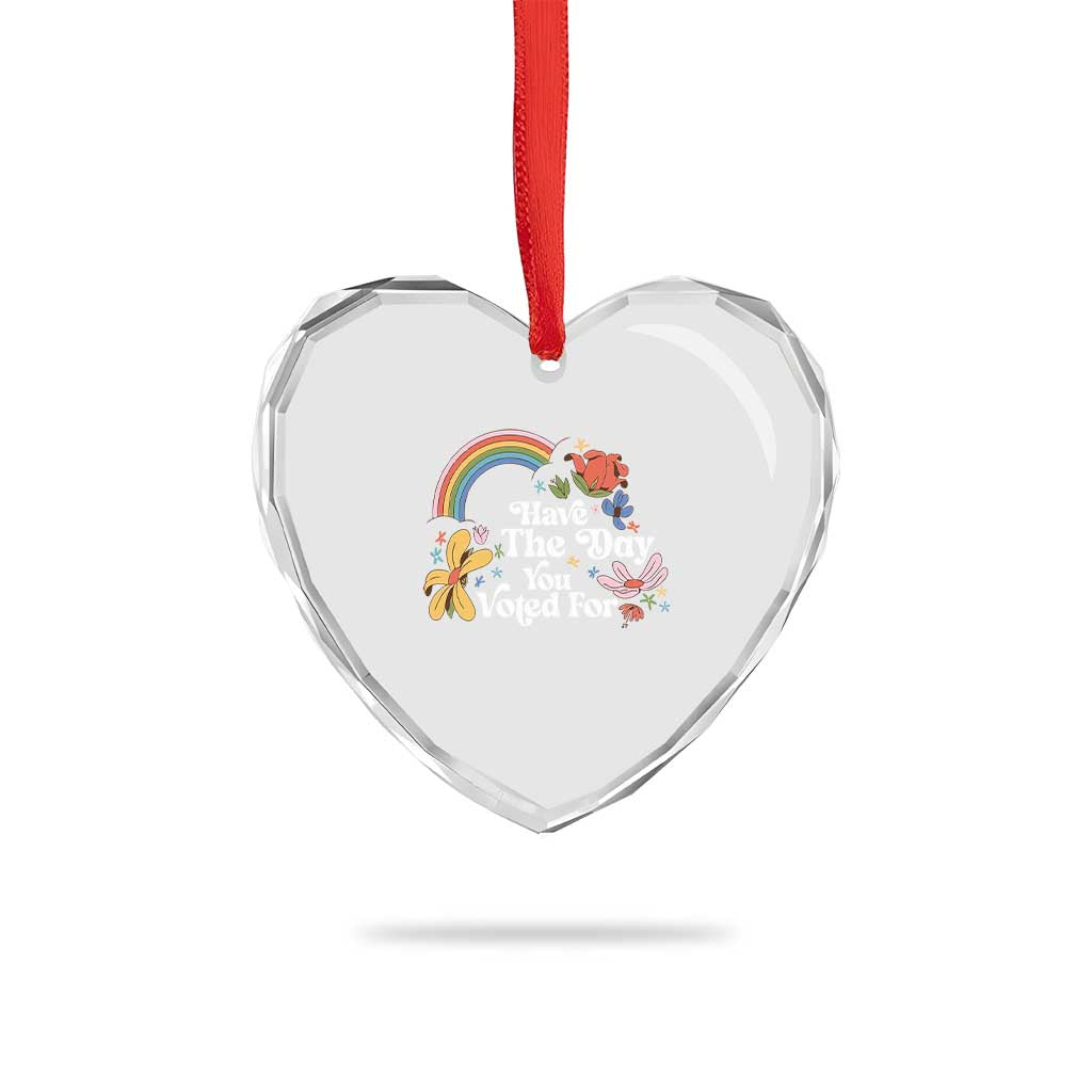 Have The Day You Voted For Heart Crystal Glass Ornament Retro Rainbow - Wonder Print Shop