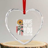 Have The Day You Voted For Heart Crystal Glass Ornament Vintage American Flag Sunflower - Wonder Print Shop