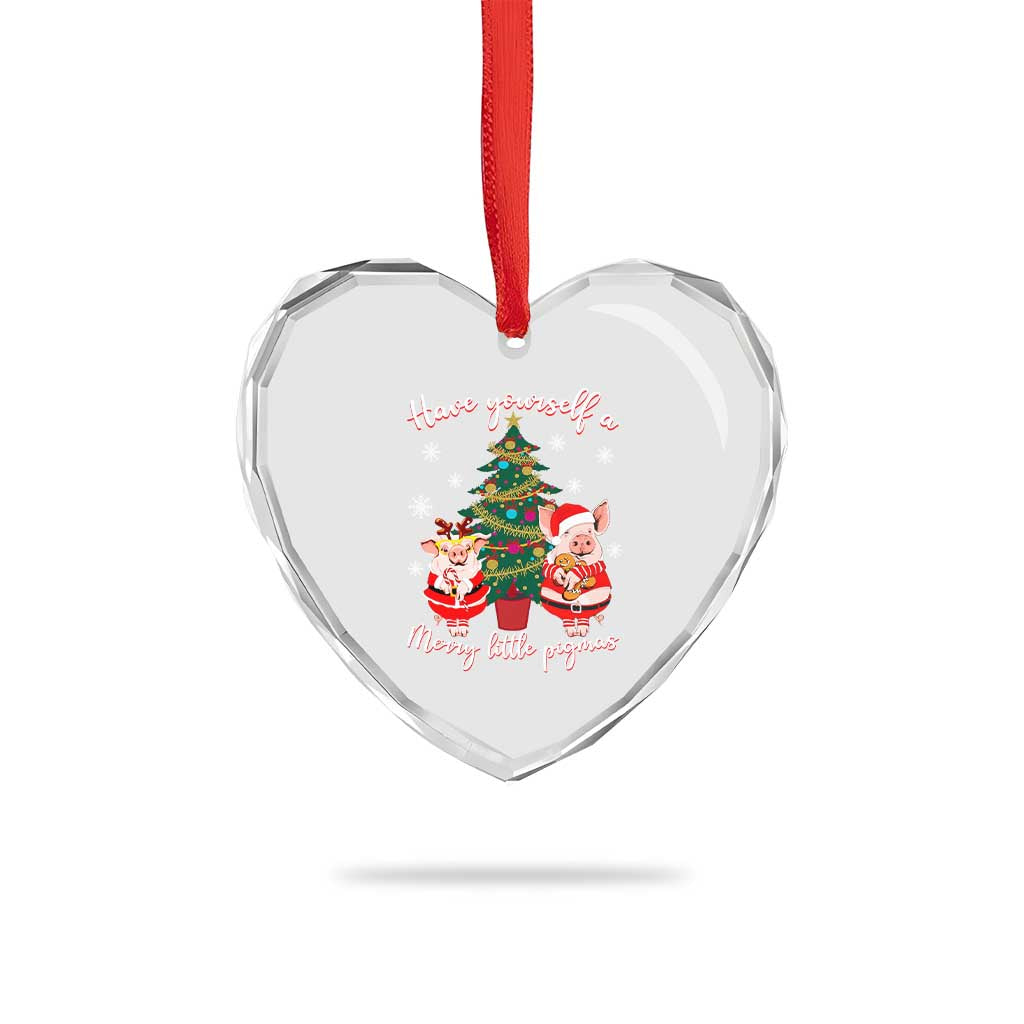 Have Yourself A Merry Little Pigmas Heart Crystal Glass Ornament Christmas Pig Lover Farm Life - Wonder Print Shop