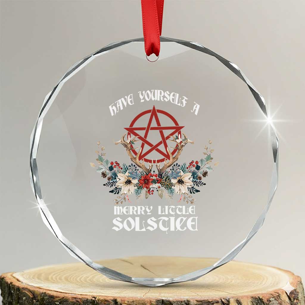 Have Yourself A Merry Little Solstice Crystal Glass Ornament Yule Pagan Xmas Pentagram TS11
