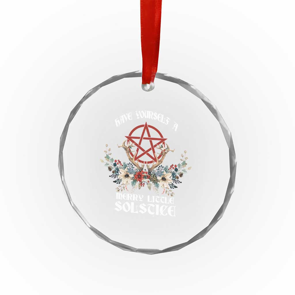 Have Yourself A Merry Little Solstice Crystal Glass Ornament Yule Pagan Xmas Pentagram TS11