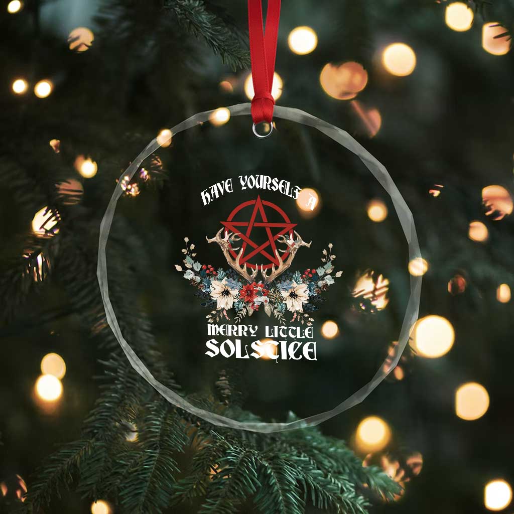 Have Yourself A Merry Little Solstice Crystal Glass Ornament Yule Pagan Xmas Pentagram TS11