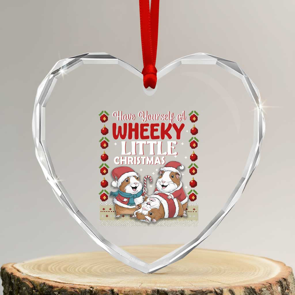 Have Yourself A Wheeky Little Christmas Heart Crystal Glass Ornament Funny Guinea Pig Lover - Wonder Print Shop