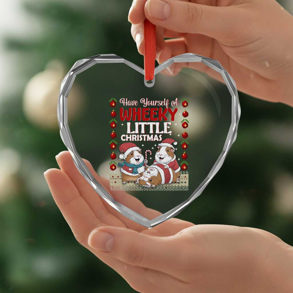Have Yourself A Wheeky Little Christmas Heart Crystal Glass Ornament Funny Guinea Pig Lover - Wonder Print Shop