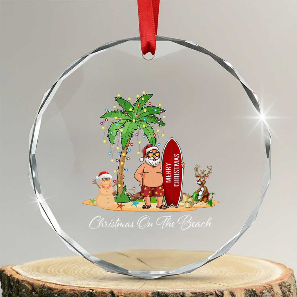 Hawaii Crystal Glass Ornament Christmas On The Beach Holiday Xmas Palm Tree TS10
