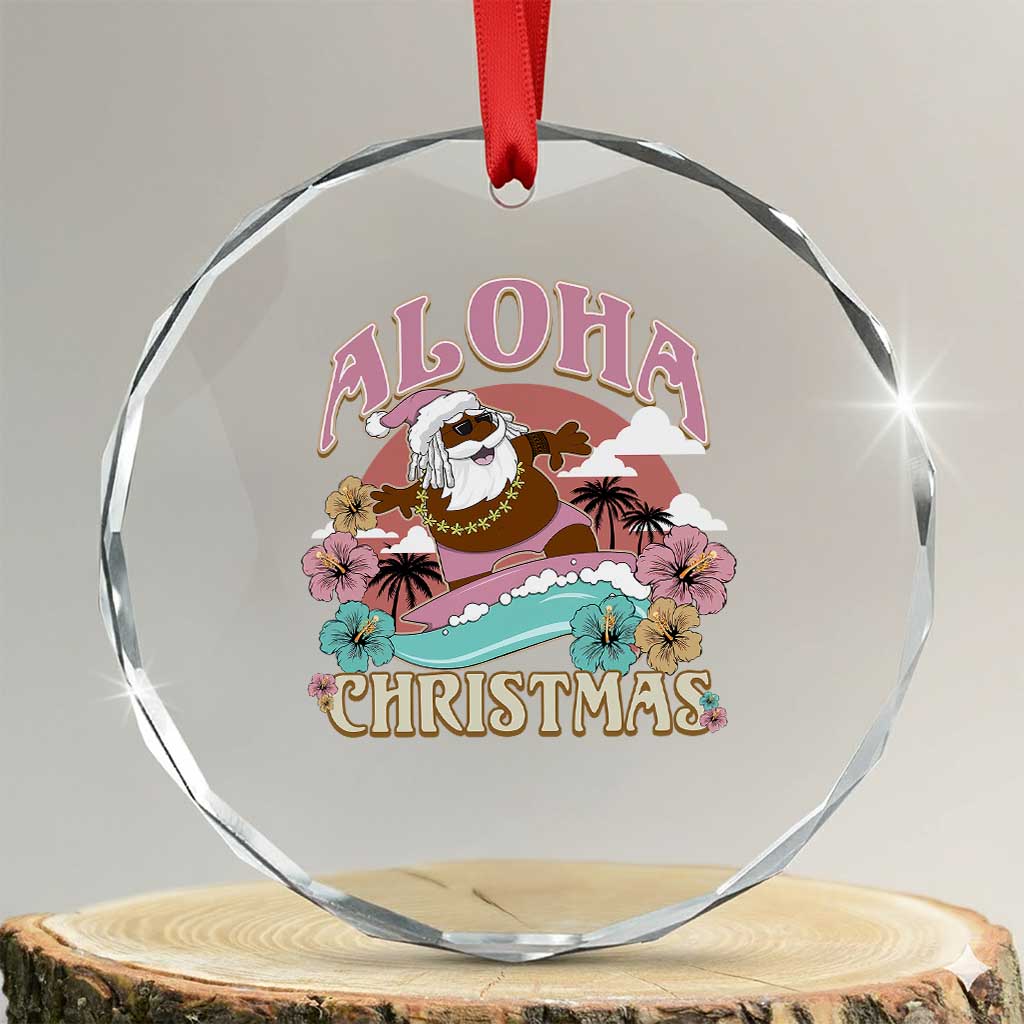 Hawaii Crystal Glass Ornament Retro African American Surfing Santa With Tattoos Aloha Christmas TS10