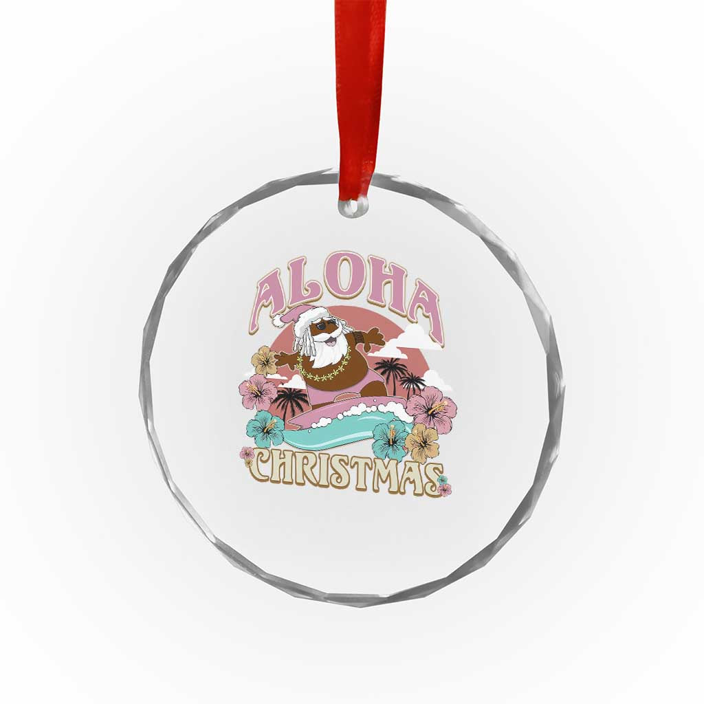Hawaii Crystal Glass Ornament Retro African American Surfing Santa With Tattoos Aloha Christmas TS10