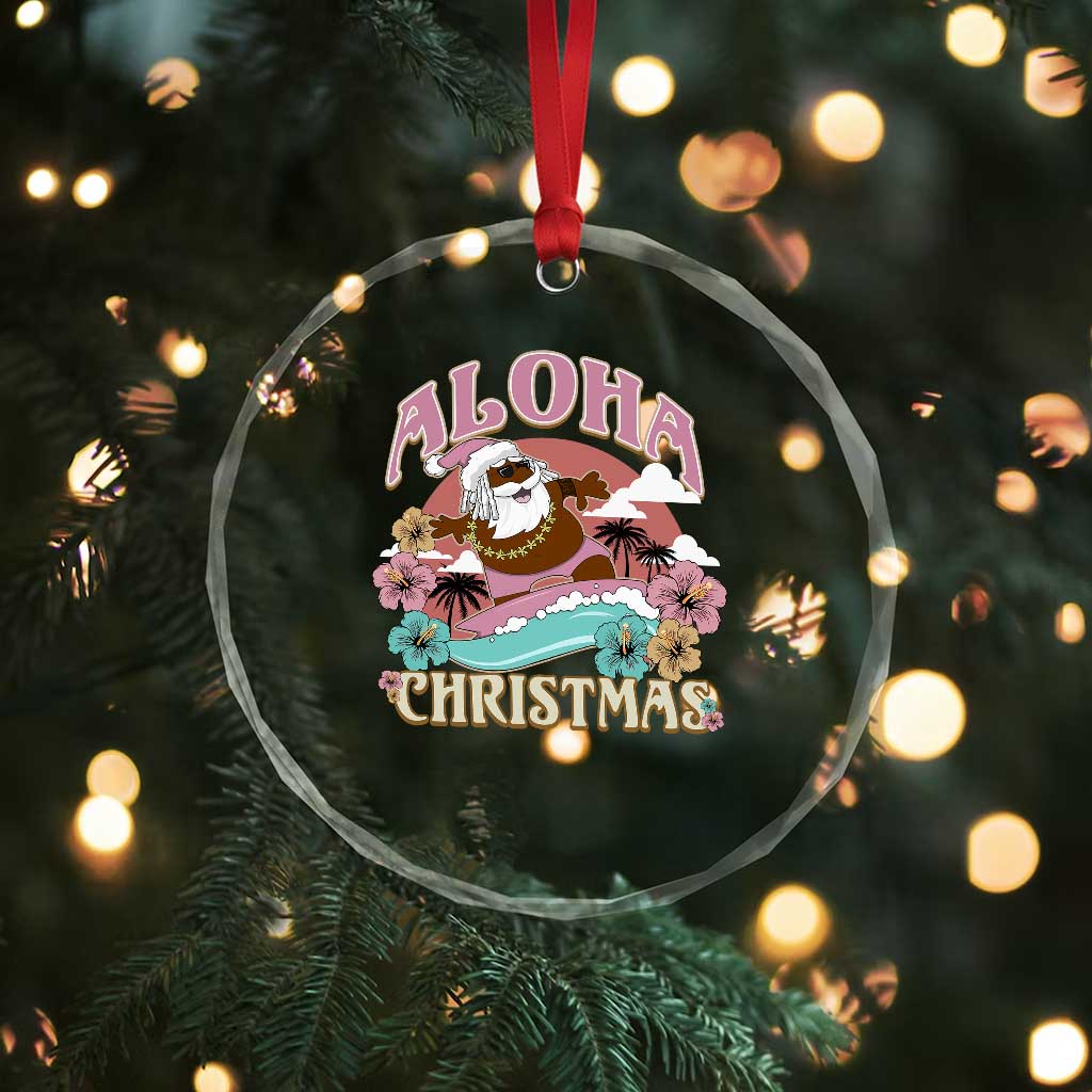 Hawaii Crystal Glass Ornament Retro African American Surfing Santa With Tattoos Aloha Christmas TS10