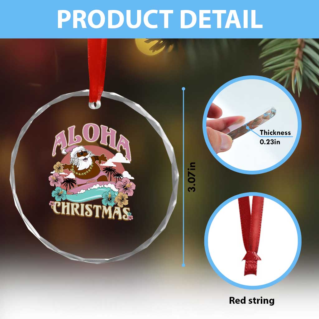 Hawaii Crystal Glass Ornament Retro African American Surfing Santa With Tattoos Aloha Christmas TS10