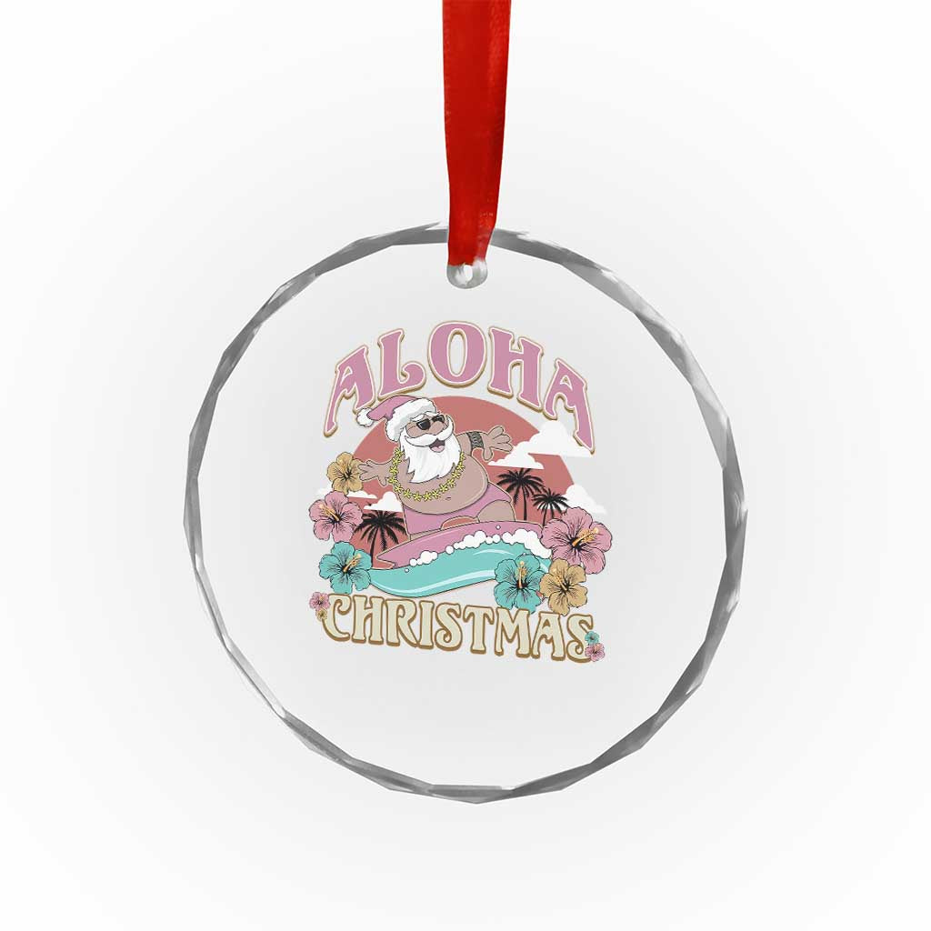 Hawaii Crystal Glass Ornament Surfing Santa With Tattoos Aloha Christmas TS10