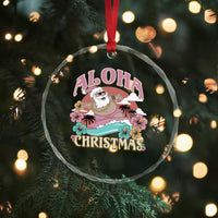 Hawaii Crystal Glass Ornament Surfing Santa With Tattoos Aloha Christmas TS10